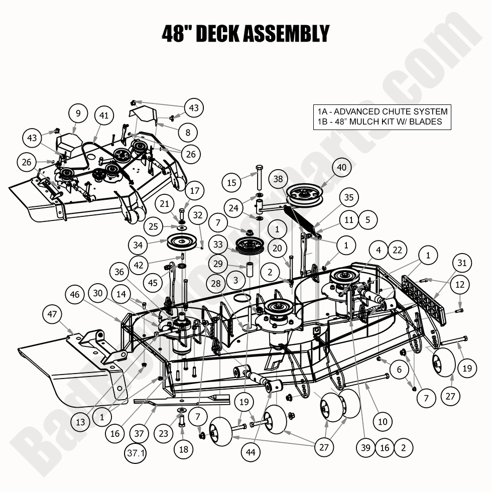 2437 - Bad Boy Mower Parts Lookup > 2020 > Revolt > 48\" Deck Assembly